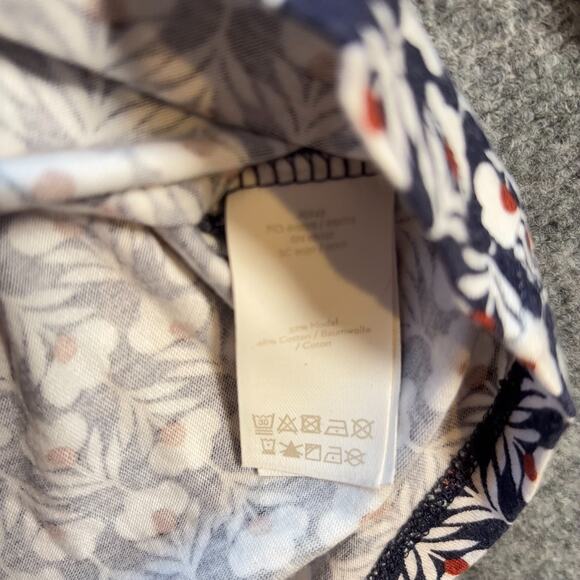 Boden Althea Top US 14 Navy Floral Print 3/4 Bell Sleeve Keyhole Back - Picture 5 of 9